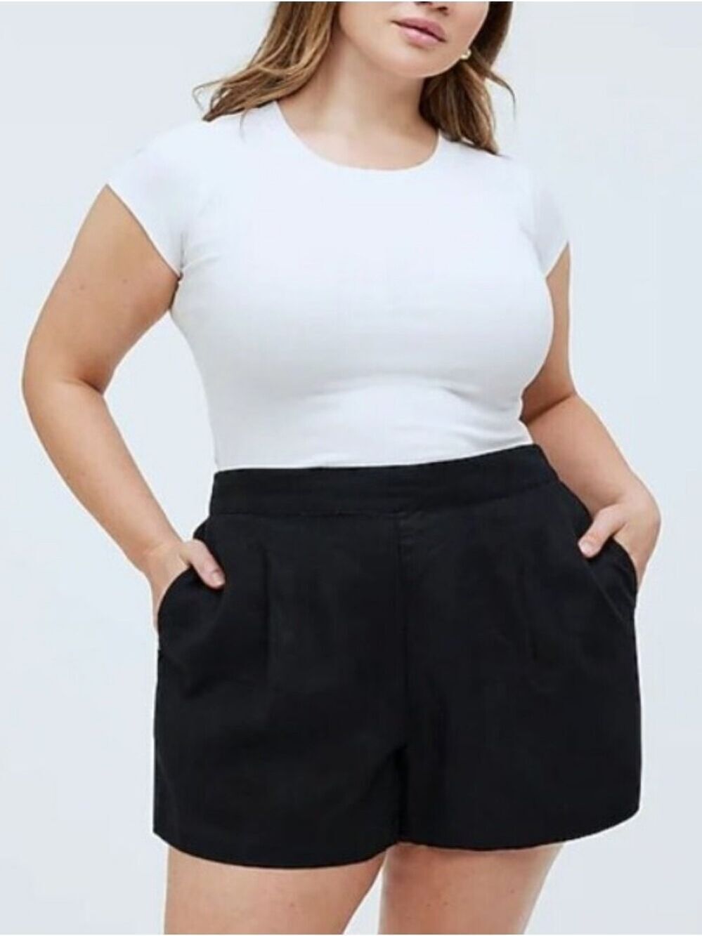 Madewell Black 100% Linen Clean Pull On High-Waist Shorts Size XXL